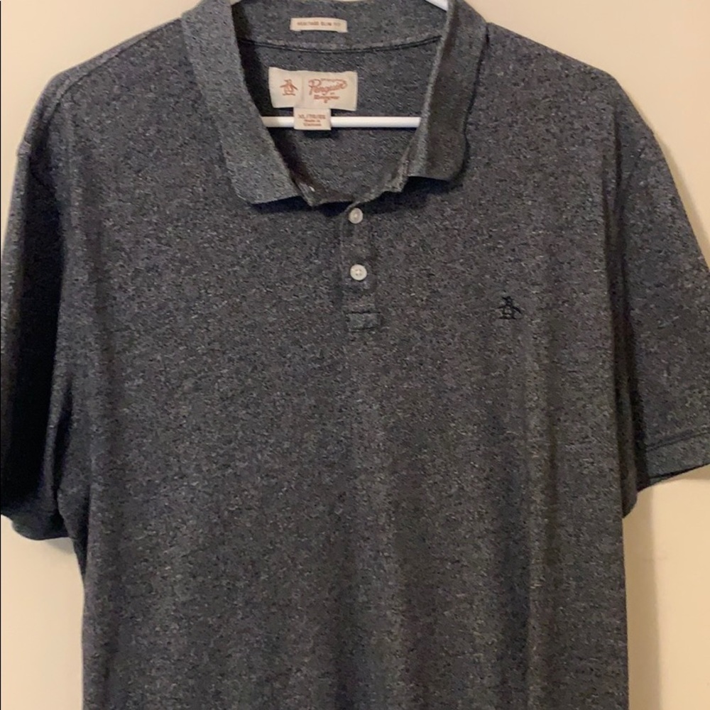 Original Penguin charcoal heather polo